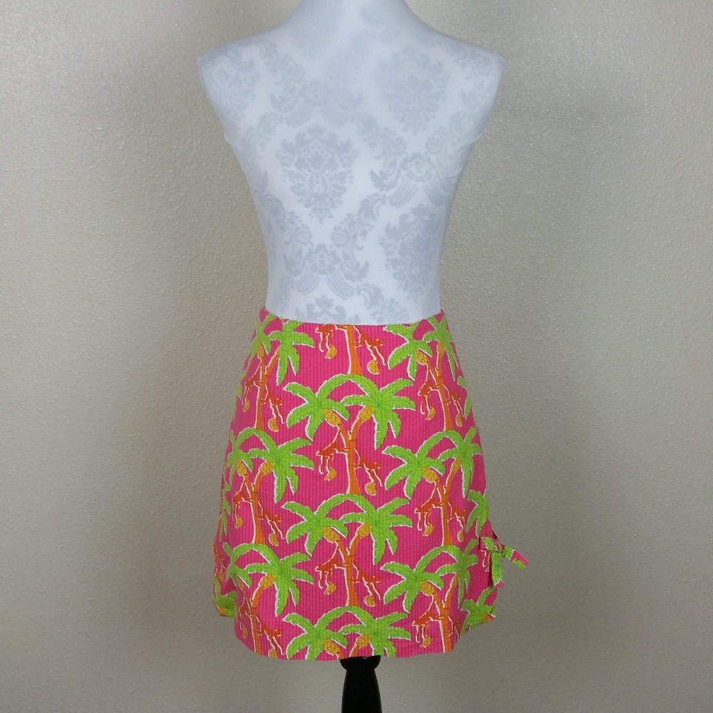 Lilly Pulitzer Womens Skirt Seersucker Palm Trees